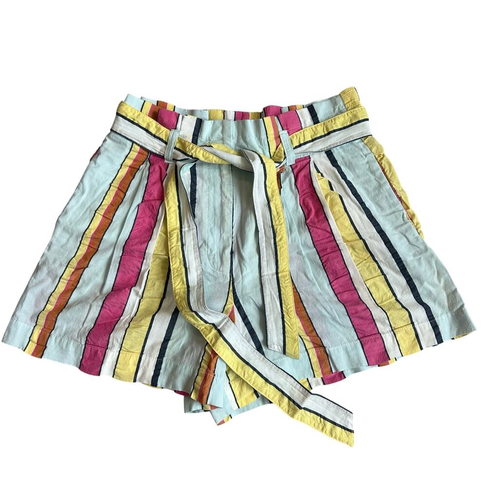 J.Crew Multicolored Striped, Belted, High Waisted, Shorts- 6